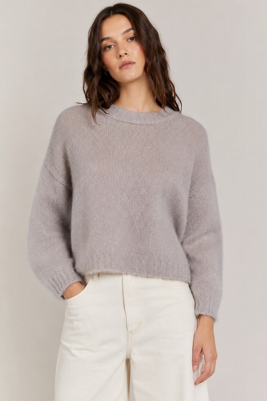 American Vintage Mohair Blend Taupe 3/4 Sleeve Jumper Sweater – Size L